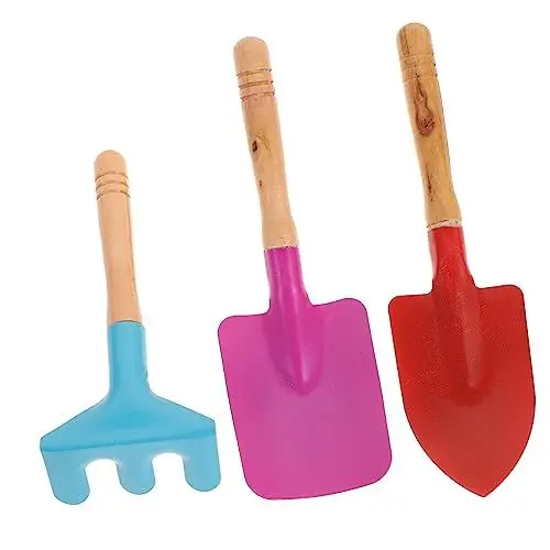 Produktbild: KOMBIUDA 3 Teiliges Gartengeräte Set Für Kinder Sandkasten Spielzeug Rechen Schaufel Sandschaufel Strand Sandspielzeug Robustes Material Farbenfroh
