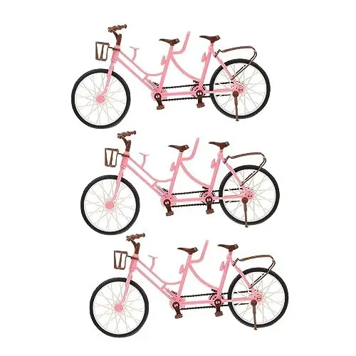 Produktbild: KOMBIUDA 3st Zweisitzer Fahrrad Zyklus Miniatur Fahrradspielzeug Fahrrad Figur Exquisite Fahrradverzierung Spielzeugfahrrad Für Fahrrad-skulptur Mini Fahrrad Abs Rosa