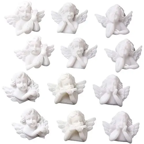 Produktbild: KOMBIUDA 48 Stück Kleine Engel Accessoires Sammelalbum Charms Miniaturfiguren Zum Basteln Engel Anhänger Perlen Barock Dekor Miniatur Dekoration Weiß Dekor Engel Figur Haarspange Charms