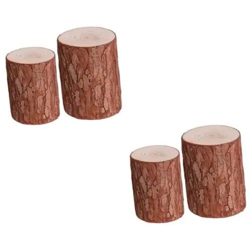 Produktbild: KOMBIUDA 4 Stück Dekoration Aus Holzstapel-requisiten Heimdekoration Modellszene Stumpf Produkt Mini-landschaftsverzierung Baum Künstlich Modellstumpfdekor Light Brown Chinesische Tanne