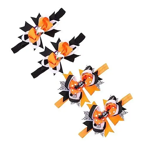 Produktbild: KOMBIUDA Elastisches Haarband-set 4 Stück Stirnbänder Mit Schleife Halloween-thema Für Babys Kleinkinder Neugeborene Fotos