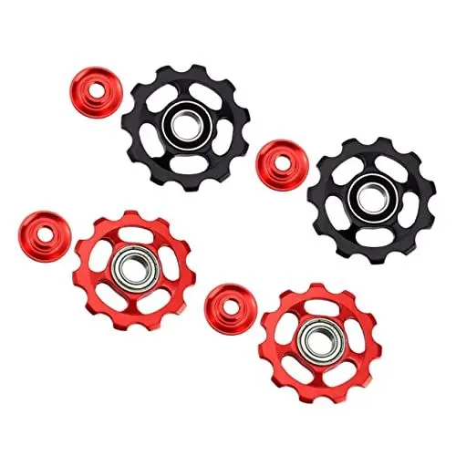 Produktbild: KOMBIUDA Schaltwerk Riemenscheibe 11t Für Mountainbike Aluminium Legierung 4 Pack Schwarz Rot