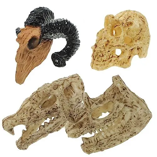Produktbild: KOMBIUDA 4stücke Miniatur Tierkopf Dekorationen Aus Kunststoff Puppenhaus Wandornamente Detailreiche Skulpturen Für Kreative Innenraumgestaltung Und Festtagsdeko