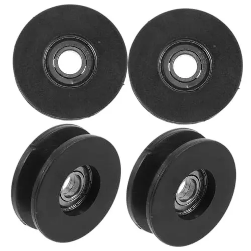 Produktbild: KOMBIUDA 4 Stück Riemenscheibe für Fitnessgeräte Zubehör für Fitnessgeräte Fitness-Accessoire Fitnessversorgung Riemenscheibe aus Metall universell gelagertes Riemenscheibenrad Nylon Black