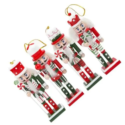Produktbild: KOMBIUDA Mini Nussknacker Soldat 4 Stücke Holz Weihnachten Ornament Hängen Nussknacker Für Party