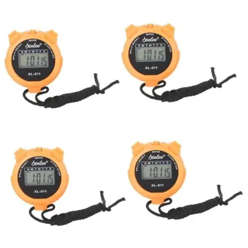Produktbild: KOMBIUDA 4 Stück Stoppuhr Timer Sport Stoppuhr Laufstoppuhr Fitness Stoppuhr Handstoppuhr Kochstoppuhr elektronisch Leichtathletik-Stoppuhren ABS-Display-Stoppuhr Lehrerbedarf Orange
