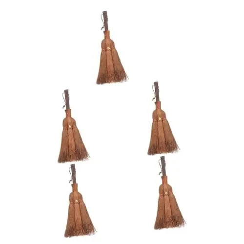 Produktbild: KOMBIUDA 5St brauner Seidenbesen Pinsel küche Kitchen Brush Handfeger Besen reinigen Schreibtischbesen Haushaltsreinigungswerkzeuge Kleiner Reinigungsbesen Griff aus natürlichem lila Bambus
