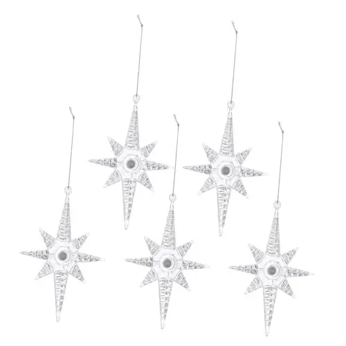 Produktbild: KOMBIUDA 5st Weihnachtsbaum-anhänger Mini-Weihnachtsbaum Weihnachtsbaum Beleuchten Achtzackiges Hängelicht Achtzackiger Stern Weihnachtsschmuck Sterndekor Led-weihnachtslichter Plastik