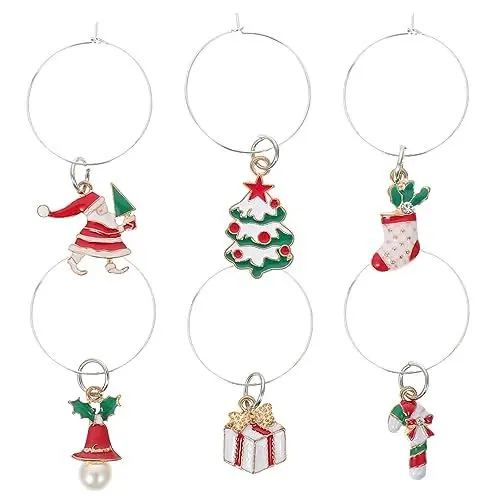 Produktbild: KOMBIUDA 6St Identifizierung von Weihnachtsweingläsern Wein Charme Tassenmarkierer für Getränke weihnchtsdeko hochzeitsideen Weinetiketten für die Party Glaserkennung Schmiedeeisen