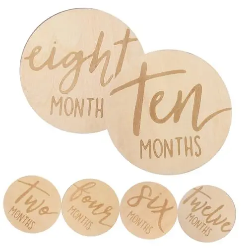 Produktbild: KOMBIUDA 6 Stk Baby-monatskarte Monatliche Meilensteinkarten Neue Holzscheiben Monatlicher Meilensteinmarker Aus Holz Baby-monatszeichen Karteikarte Neugeboren Ein Monat Hölzern