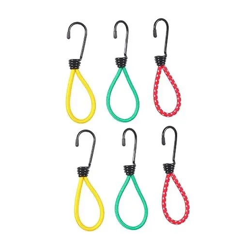 Produktbild: KOMBIUDA 6stücke Gummizeltschnur-Clip Elastische Seilschnalle Haken Outdoor-Camping-zubehör Langlebiges Material Einfache Tragbar Doppelte Eisenhaken