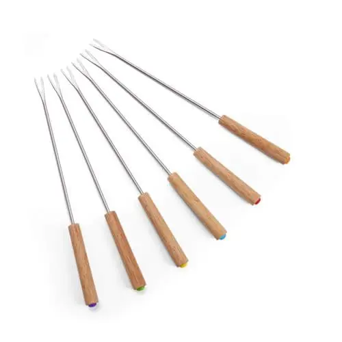 Produktbild: KOMBIUDA 6 Stück Grillspieße Aus Edelstahl Mit Holzgriff Bratstäbe Als Grillwerkzeug Wurstspieße Zum Grillen Von Hotdogs Und Gemüse