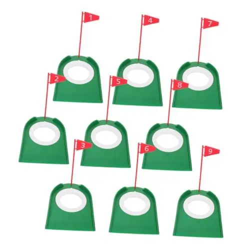 Produktbild: KOMBIUDA Golf-Putting-Cup-Set 9-teilig Regulierungs-Cup für Das Training Kompaktes Tragbares Übungsloch Abnehmbare Flagge Zur Verbesserung Der Fähigkeiten