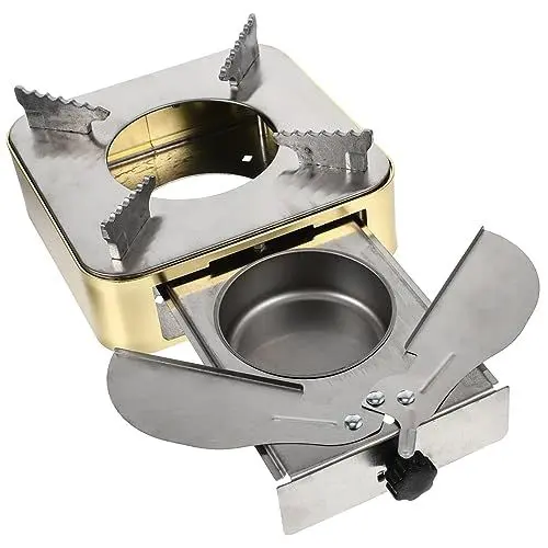 Produktbild: KOMBIUDA Campingkocher Spirituskocher Tragbarer Herd Festalkoholbrenner Outdoor Kocher Picknickausrüstung Edelstahlkocher Camping Zubehör