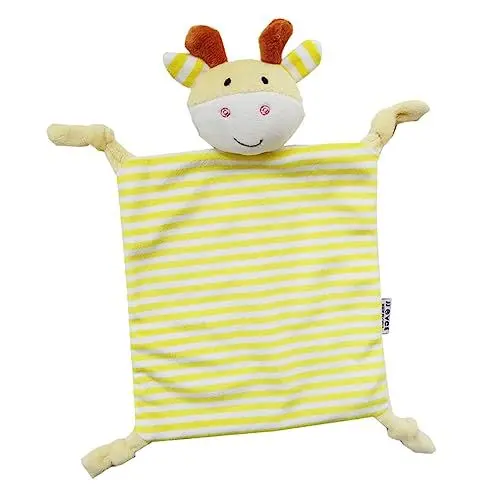 Produktbild: KOMBIUDA Beißtuch Für Kleinkinder Quadratisch Gestreift üschig Kuschel Und Einem Ideal Zur Beruhigung Und Zum Mit Niedlichem Gelben Reh Design Perfekt Für Babys Und