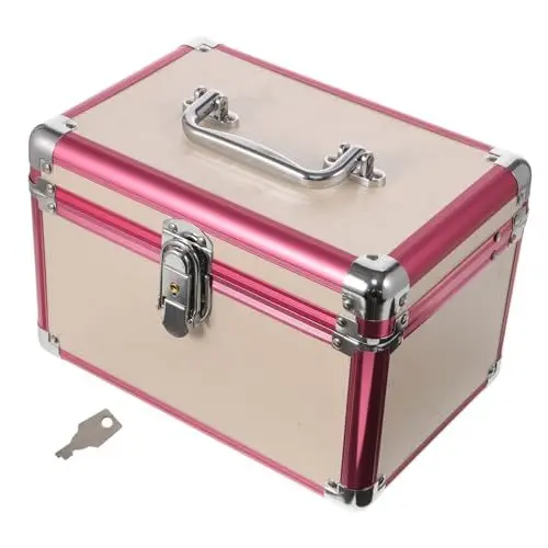 Produktbild: KOMBIUDA Kosmetik Aufbewahrung Harter Werkzeugkasten Tragbarer Organizer Aus Aluminiumlegierung Mit Großem Fassungsvermögen