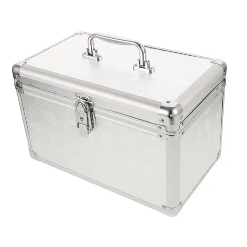 Produktbild: KOMBIUDA Box Werkzeugkoffer Koffer Metall Werkzeugkoffer Aluminiumkoffer Griff Werkzeuge Tragekoffer Metallgriff Werkzeugkoffer Werkzeugkoffer Werkzeug Organizer Silber