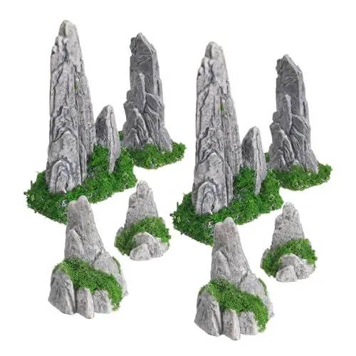 Produktbild: KOMBIUDA 8Stücke Teiliges Miniatur Simulierte Berglandschaft für Bonsai und Micro-landschaften Hochwertige Garten Deko für Zuhause und Restaurants