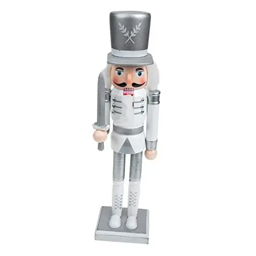 Produktbild: KOMBIUDA Nussknacker Christbaumschmuck Tischdekoration Für Weihnachtsfeiern Weihnachtsplätzchen Weihnachtspuppenfigur Kindergeschenke Esstischdekoration Plätzchen Dekorieren Silver Hölzern