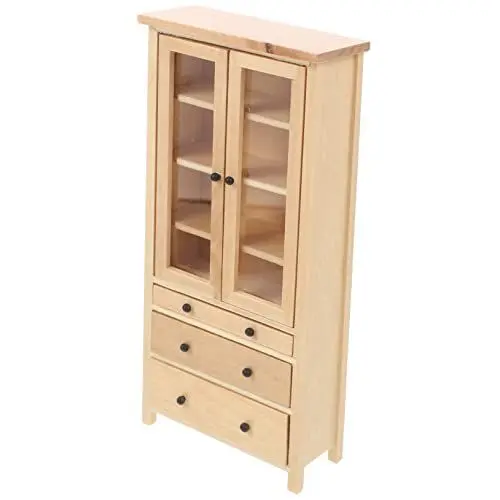 Produktbild: KOMBIUDA Puppenhaus-Modell Puppenhaus-Ornament Rollenspielszene Im Wohnzimmer Puppenhausmöbel Zubehör Für Puppenstubenmöbel Miniatur-möbeldekor Mini-möbel Holz Bücherregal Kind Wandschrank