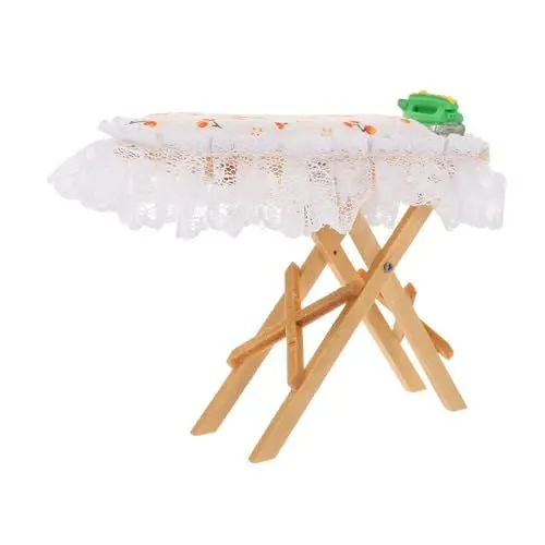 Produktbild: KOMBIUDA Mini- -bügeltisch Realistisches Puppenhaus-Accessoire Bügelbrett- Glattes Kompaktes Design