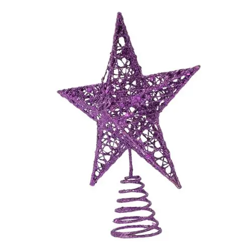Produktbild: KOMBIUDA Sterne auf dem Weihnachtsbaum hohler Christbaumschmuck Urlaub Baumspitze Lametta Weihnachts Party Weihnachten Party Baumwipfel-Stern-Ornament Baumwipfel-Stern-Dekor Eisen Violett