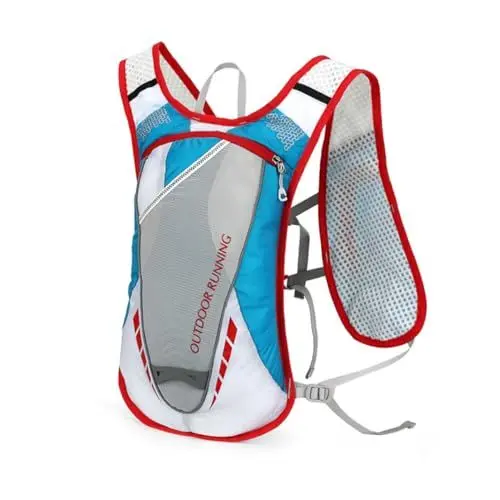 Produktbild: KOMBIUDA 12L Outdoor Trinkweste Tasche Pack Robuste Radfahren Lauf Pack Blau und Rot Streifen
