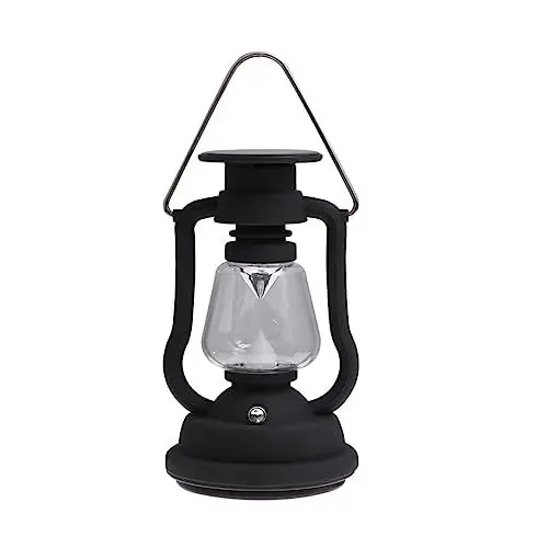Produktbild: KOMBIUDA USB Wiederaufladbare Solar Laterne Retro Campinglampe mit Handkurbel und Powerbank Funktion Tragbare Zeltleuchte für Outdoor Aktivitäten Schwarz