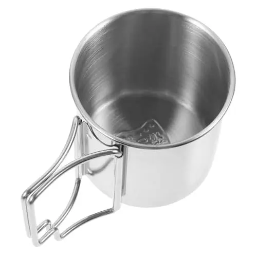 Produktbild: KOMBIUDA Outdoor Trinkbecher Edelstahl Campingbecher Mit Faltbarem Griff Multifunktionale Wasserflasche Für Picknick Und Freizeitaktivitäten Höhe Robust Und Stilvoll