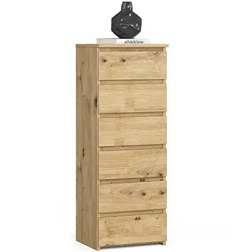 Produktbild: Kommode mit 6 Schubladen Kommode Schlafzimmer Flur Wohnzimmer Organizer Kommode mit Schubladen 40 cm breit 109 cm hoch | Artisan Eiche Holz Highboard Sideboard Mehrzweckschrank Schrank schmal