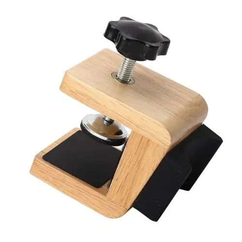 Produktbild: Kompakte Gitarren-Tischklemme mit Halshalter, Leichte, Verstellbare Gitarrenauflage, Passt auf Tischplatten Unter 3,5 Cm für Akustik-, Elektro- und Bassgitarren, aus Gummiholz