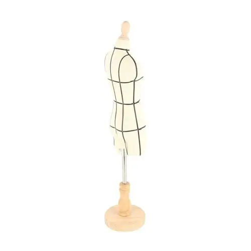 Produktbild: Kompakte Miniatur-Schneiderpuppe mit Ständer, Nähpuppe auf Holzbasis Zum Schneidern, Unterrichten und Zur Präsentation von Kleidung (1/3 Größe)