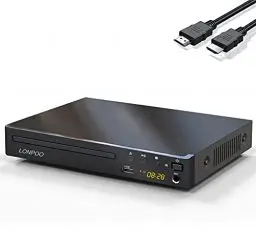 Produktbild: Kompakter DVD-Player für TV - HD DVD CD Player Codefree, mit HDMI (1080p HD Upscaling)/AV/Koaxial Ausgang, USB-Eingang & MIC-Ausgang, (mit HDMI-Kabel 1,5 m)