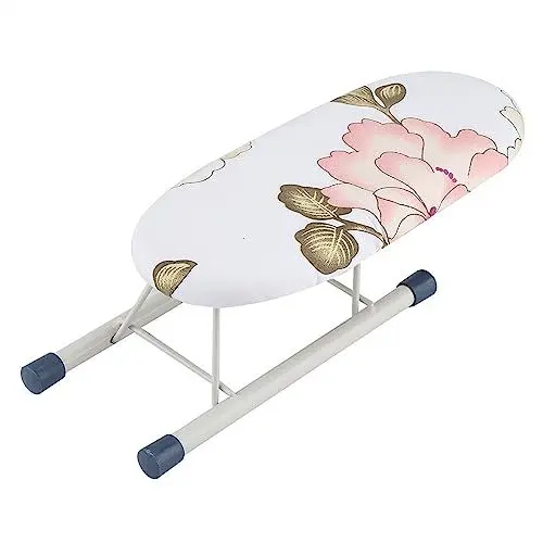 Produktbild: Kompaktes, Multifunktionales Mini-Bügelbrett, Tragbar, Faltbar, Platzsparend, Ideal für Zuhause, Reisen, Nähen, Basteln, Zimmer, Schlafsäle. Mit Hitzebeständigem, (Pfingstrose)