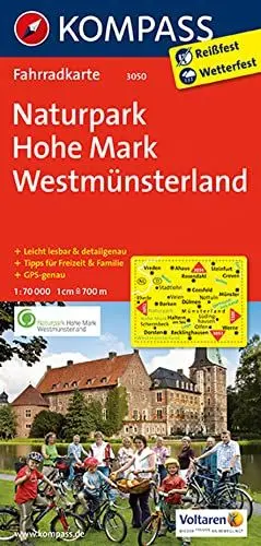 Produktbild: KOMPASS Fahrradkarte 3050 Naturpark Hohe Mark - Westmünsterland 1:70.000: reiß- und wetterfest