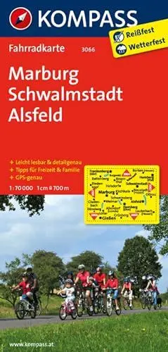 Produktbild: KOMPASS Fahrradkarte 3066 Marburg - Schwalmstadt - Alsfeld 1:70.000: reiß- und wetterfest