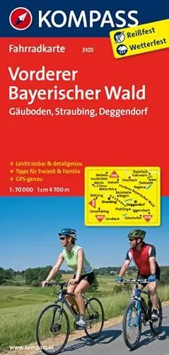 Produktbild: KOMPASS Fahrradkarte 3105 Vorderer Bayerischer Wald - Gäuboden - Straubing - Deggendorf 1:70.000: reiß- und wetterfest
