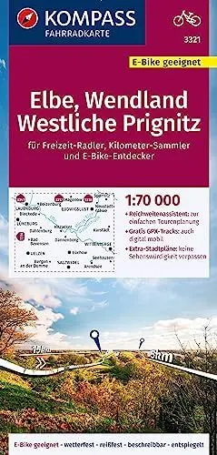 Produktbild: KOMPASS Fahrradkarte 3321 Elbe, Wendland, Westliche Prignitz 1:70.000: reiß- und wetterfest mit Extra Stadtplänen