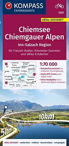 Produktbild: KOMPASS Fahrradkarte 3335 Chiemsee - Chiemgauer Alpen 1:70.000: reiß- und wetterfest mit Extra Stadtplänen