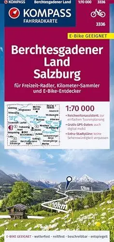 Produktbild: KOMPASS Fahrradkarte 3336 Berchtesgadener Land, Salzburg 1:70.000: reiß- und wetterfest mit Extra-Stadtplänen