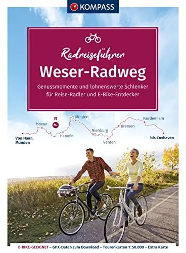Produktbild: KOMPASS Radreiseführer Weser-Radweg: Von Hann. Münden bis Cuxhaven - 519 km, mit Extra-Tourenkarte, Reiseführer und exakter Streckenbeschreibung