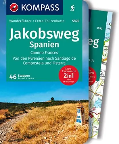Produktbild: KOMPASS Wanderführer Jakobsweg Spanien, Camino Francés. Von den Pyrenäen nach Santiago de Compostela und Fisterra, 60 Etappen mit Extra-Tourenkarte: GPS-Daten zum Download