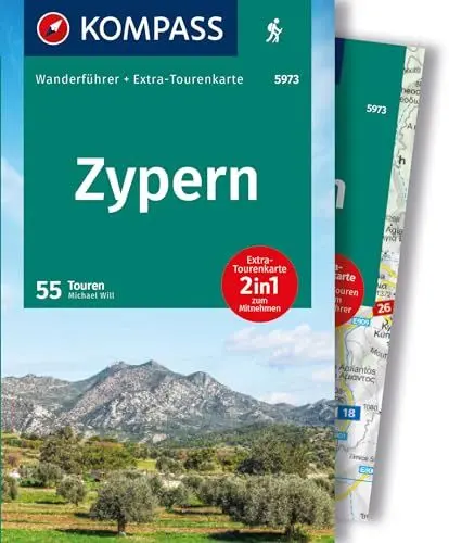 Produktbild: KOMPASS Wanderführer Zypern, 55 Touren mit Extra-Tourenkarte: GPS-Daten zum Download