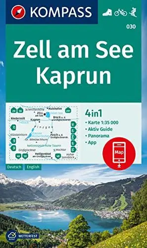 Produktbild: KOMPASS Wanderkarte 030 Zell am See, Kaprun 1:35.000: 4in1 Wanderkarte mit Aktiv Guide und Panorama inklusive Karte zur offline Verwendung in der KOMPASS-App. Fahrradfahren. Skitouren.