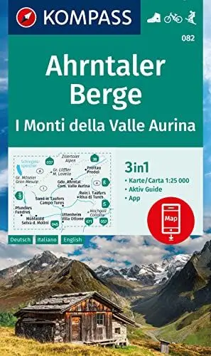 Produktbild: KOMPASS Wanderkarte 082 Ahrntaler Berge, I Monti della Valle Aurina 1:25.000: 3in1 Wanderkarte mit Aktiv Guide inklusive Karte zur offline Verwendung in der KOMPASS-App. Fahrradfahren. Skitouren.