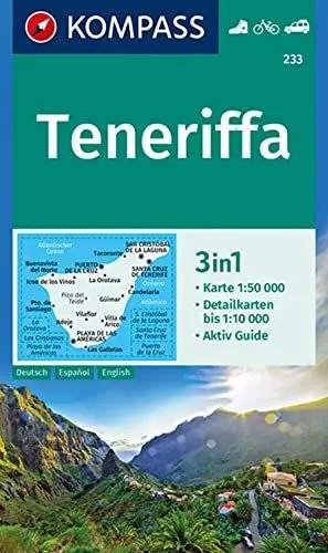 Produktbild: KOMPASS Wanderkarte 233 Teneriffa 1:50.000: 3in1 Wanderkarte mit Aktiv Guide und Detailkarten. Fahrradfahren. Autokarte.