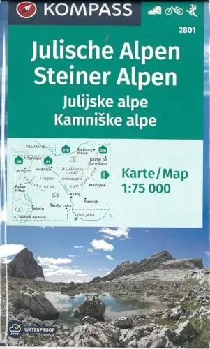 Produktbild: KOMPASS Wanderkarte 2801 Julische Alpen/Julijske alpe, Steiner Alpen/Kamniske alpe 1:75.000: Wanderkarte mit Radrouten und Skitouren.