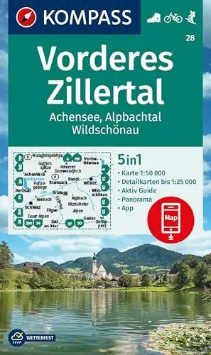 Produktbild: KOMPASS Wanderkarte 28 Vorderes Zillertal 1:50.000: markierte Wanderwege, Hütten, Radrouten
