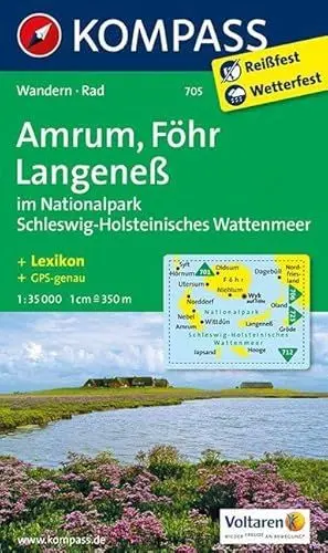 Produktbild: KOMPASS Wanderkarte Amrum - Föhr - Langeneß: Wanderkarte mit Kurzführer und Radwegen. GPS-genau. 1:35000