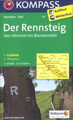 Produktbild: KOMPASS Wanderkarte Der Rennsteig - Von Hörschel bis Blankenstein: Wanderkarte mit Kurzführer, Radtouren und Höhenprofil. GPS-genau. 1:50000 (KOMPASS-Wanderkarten, Band 118)
